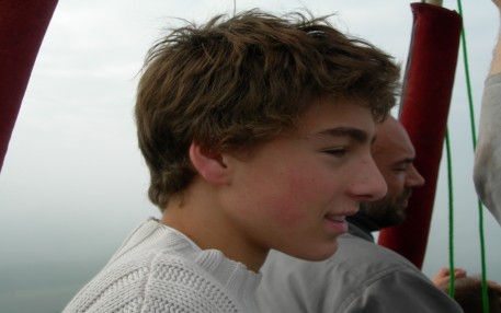 Corentin and Dominique on a training flight Hot air balloon overfly of belgian Ardenns